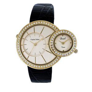 Charles Delon Dress/Formal Style Black/Gold Watch